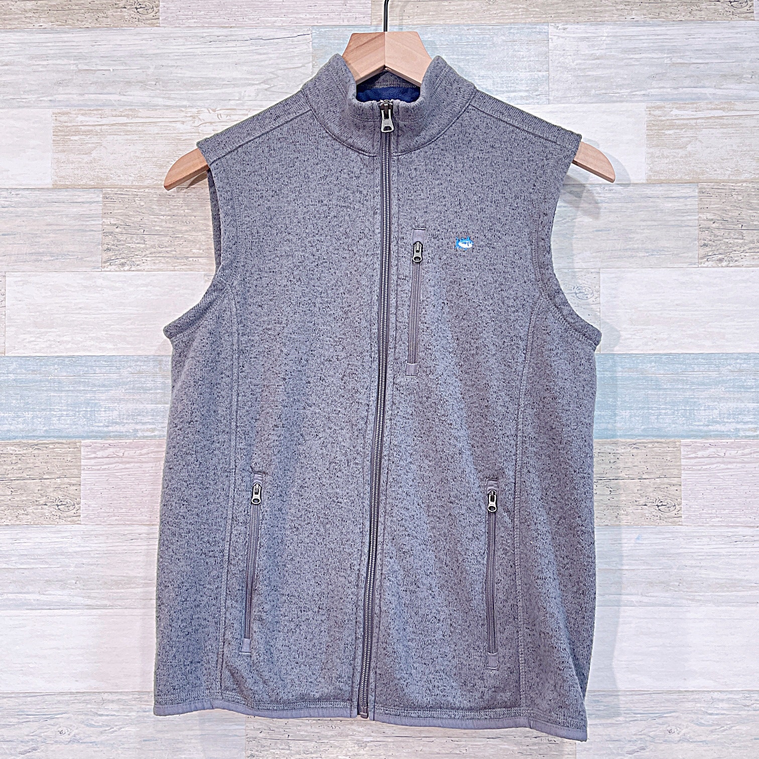 Southern Tide Knit Full Zip Vest Jacket Gray Golf Outdoors Preppy Kids Xl
